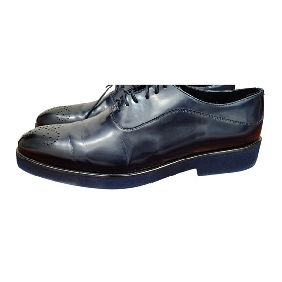 Jared Lang Men’s Wingtip Brogue Oxfords Blue Leather Dress Shoes Size 13US/EU 47 - Picture 7 of 14